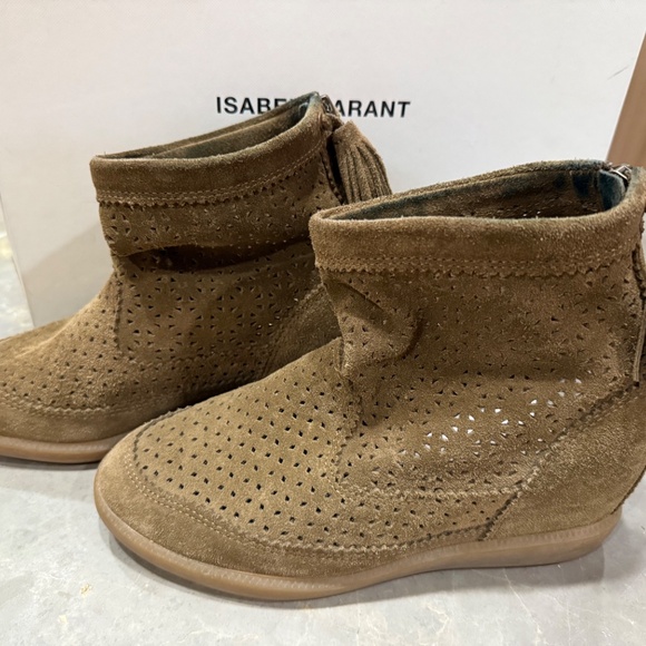 Isabel Marant Beslay Suede Tassel Wedge Ankle Boot, 37 - Picture 7 of 13